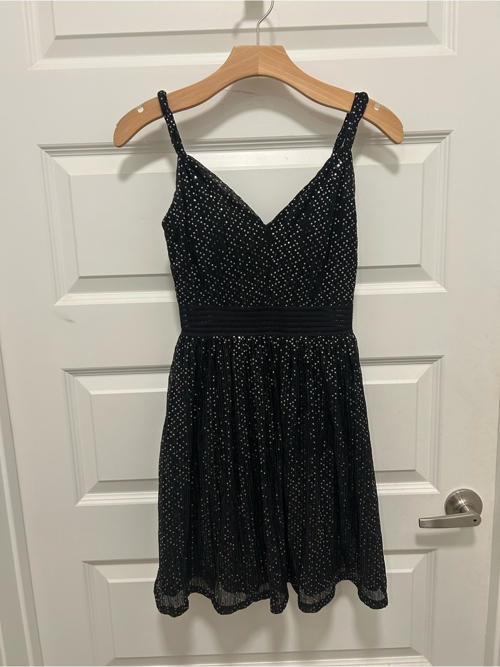 City Studio Black Mini Dress with Silver Dot Detail